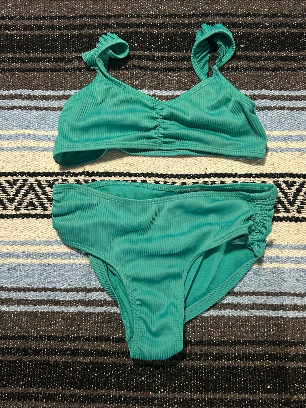 wonder nation Teal Ribbed Two-Piece Bikini